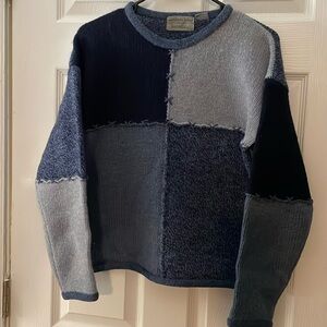Northern Isles hand embroidered blue sweater